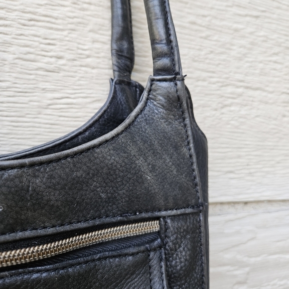 Fossil black leather two strap shoulder bag Y2K - Picture 3 of 11